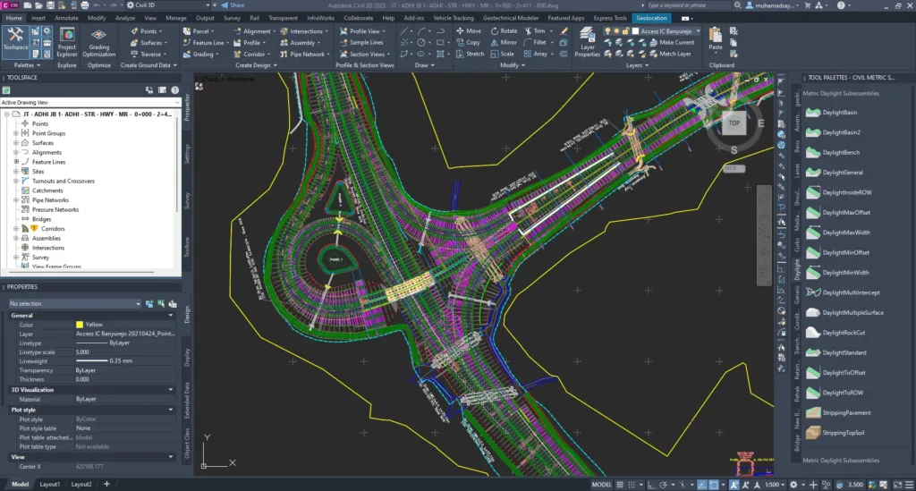Tampilan Software Autodesk Civil 3D 2023